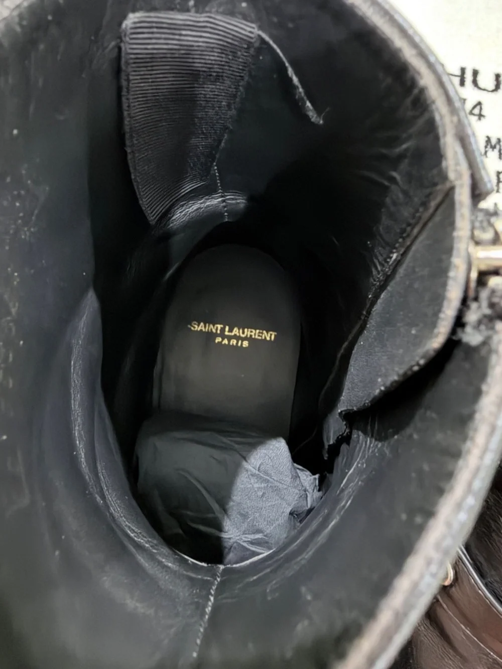 Saint Laurent Paris Wyatt 40 Age Harness Black Leather Boots
